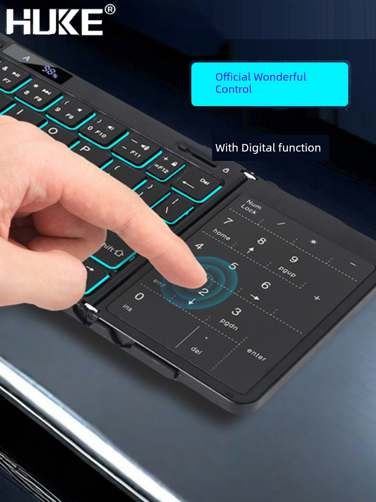 Huke Foldable Keyboard Touch – Portable, Wireless & Ultra-Slim